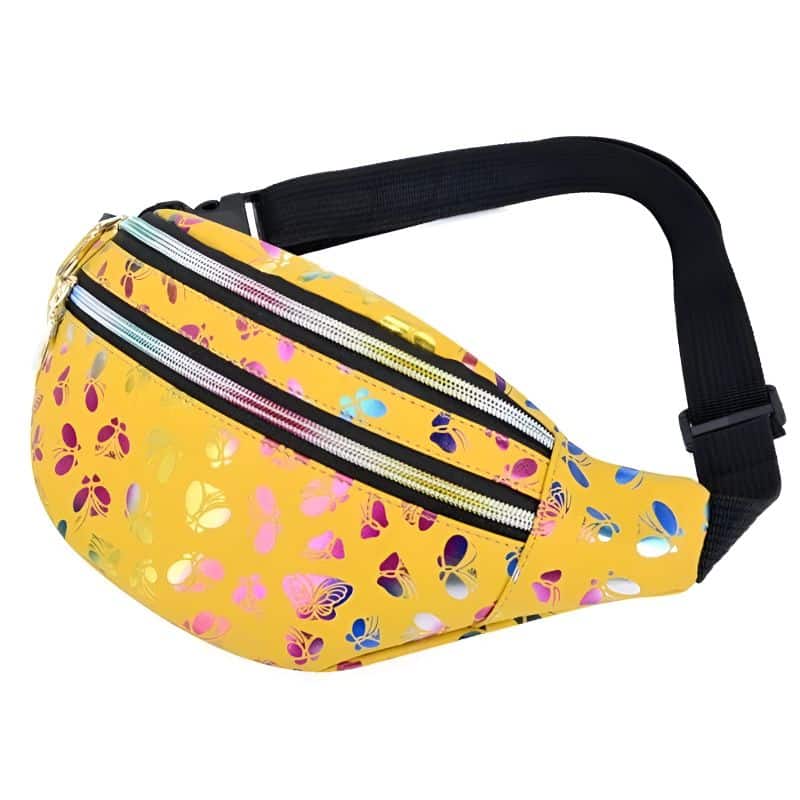 Yellow women's festival fanny pack profile view
