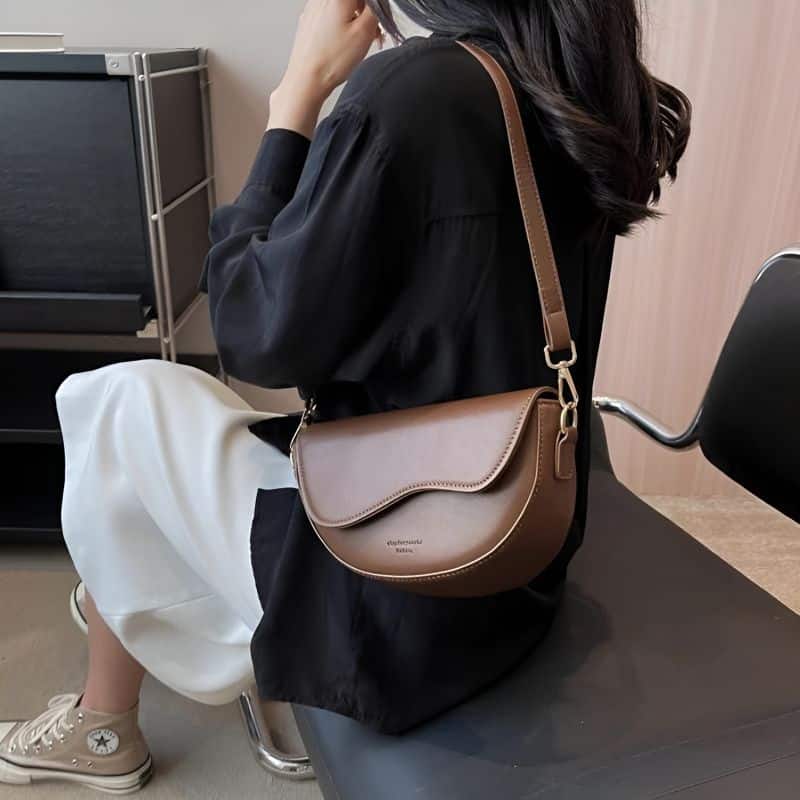 Brown women's crossbody fanny pack back