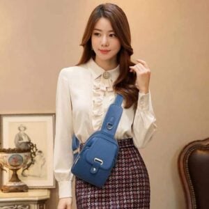 Navy blue leather fanny pack