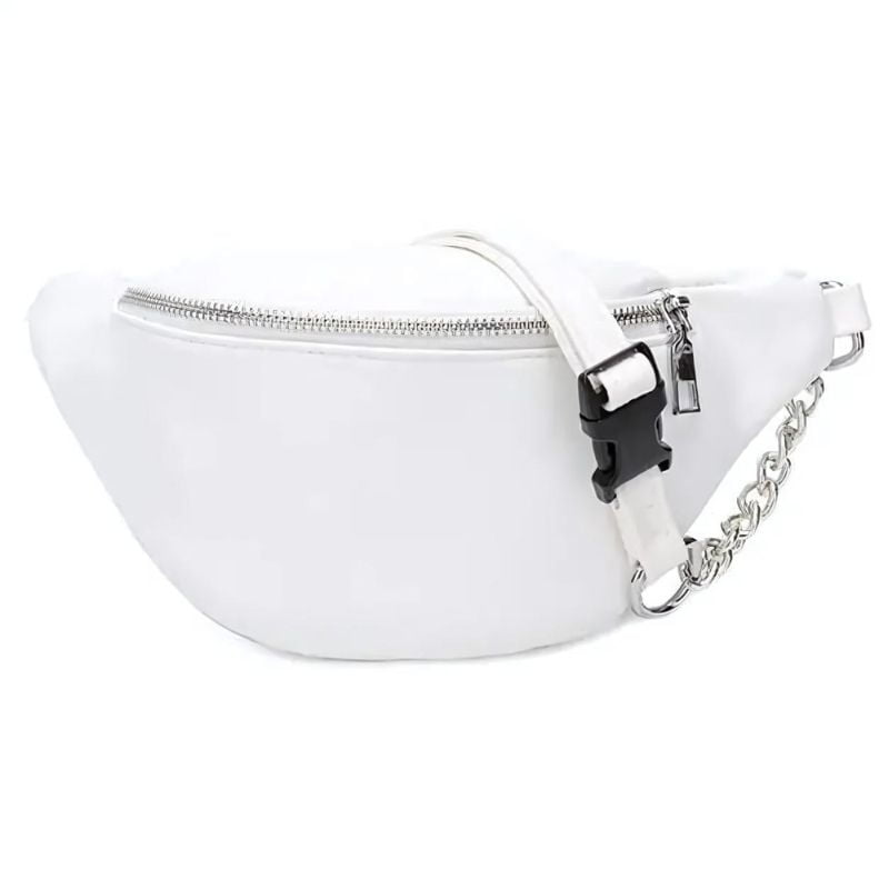High quality white leather women's fanny pack