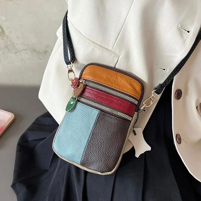 Chic leather fanny pack with patchwork design