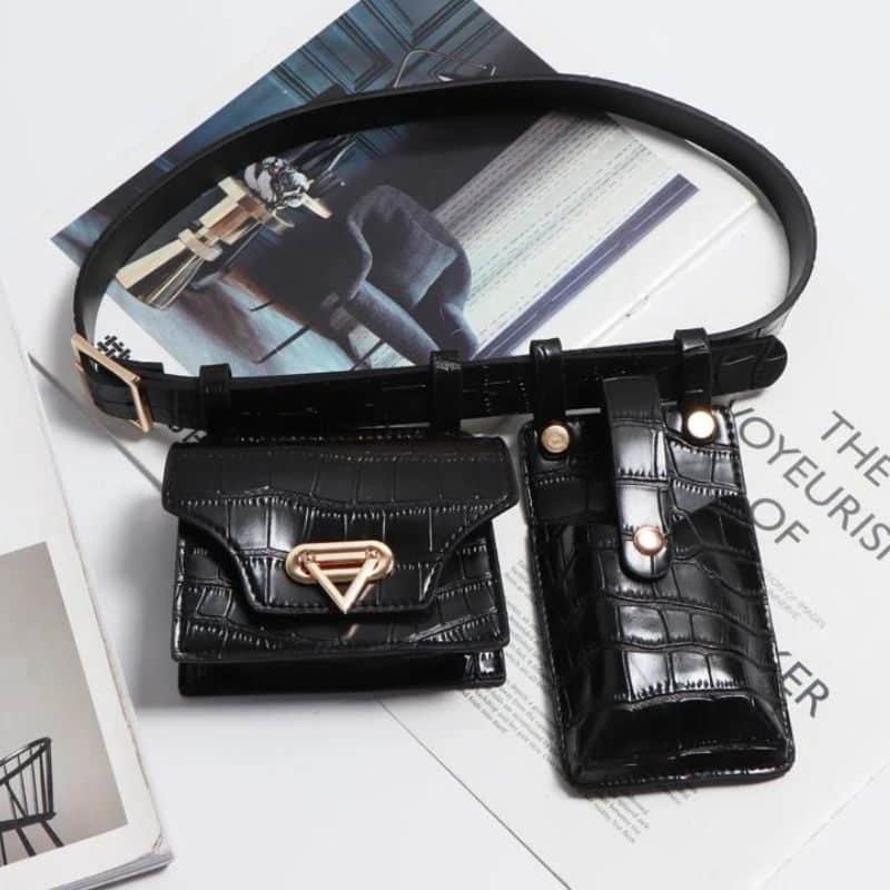 3-in-1 crocodile leather fanny pack