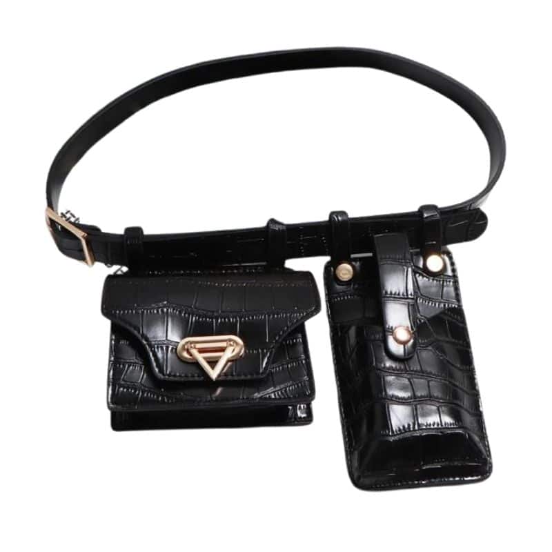 3-piece crocodile leather fanny pack