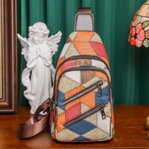 Leather and fabric fanny pack