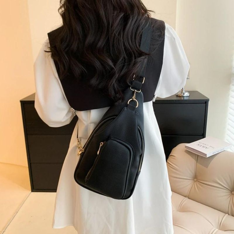 Grained leather crossbody fanny pack