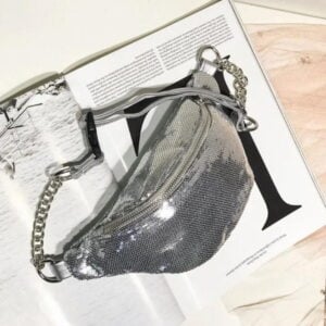 Glittery leather fanny pack
