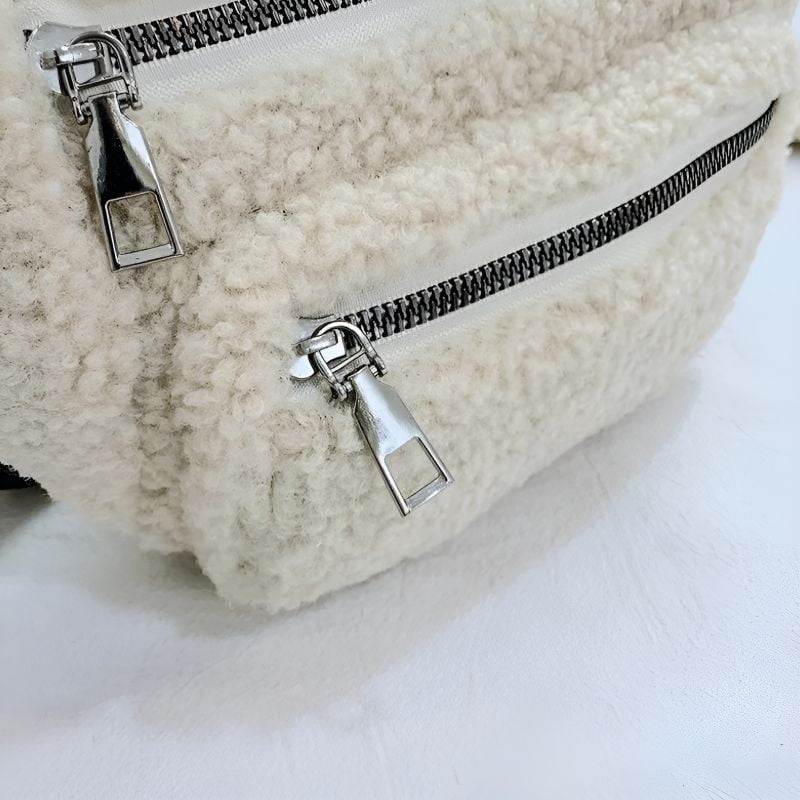 Women's sheepskin effect fanny pack