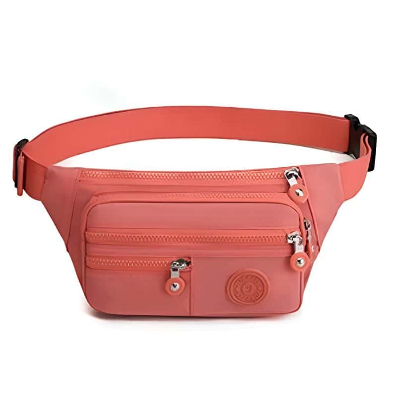 pink multi-pocket fanny pack