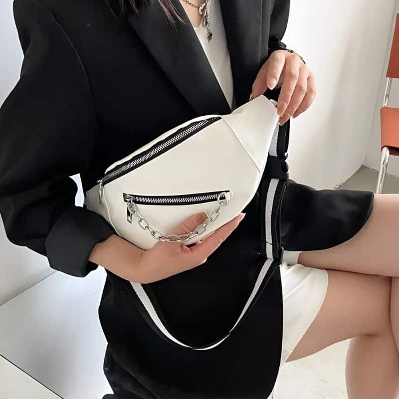 White leather belly bag