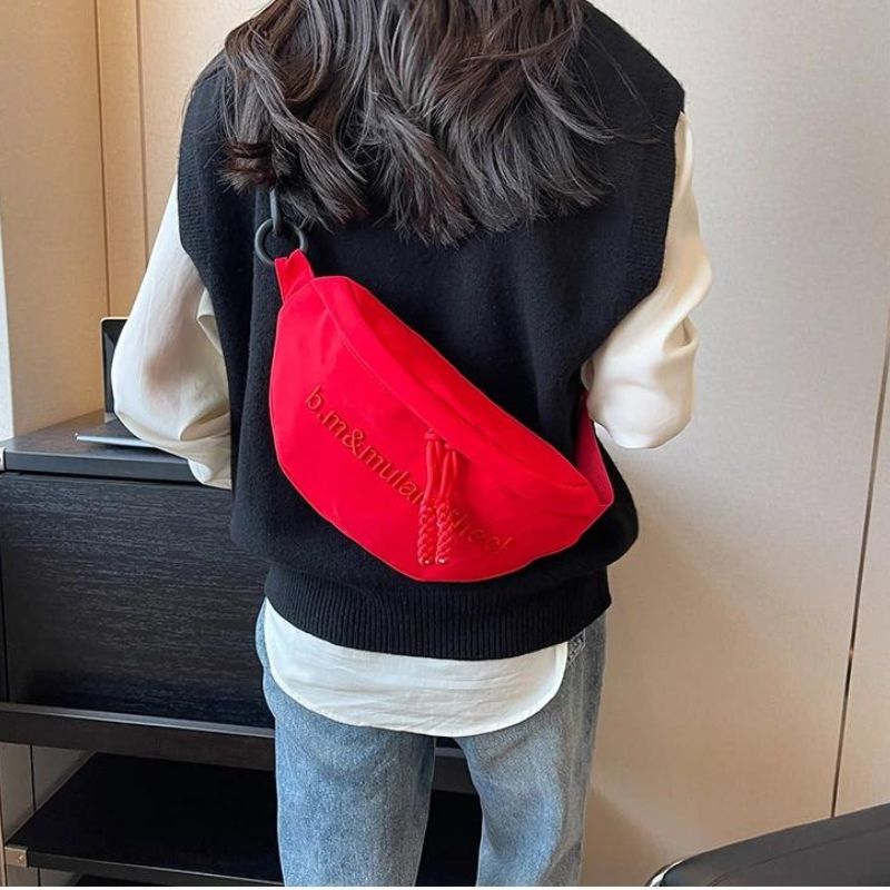 Women's red fanny pack quality