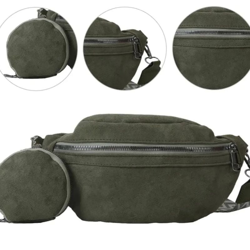 Women's green suede fanny pack