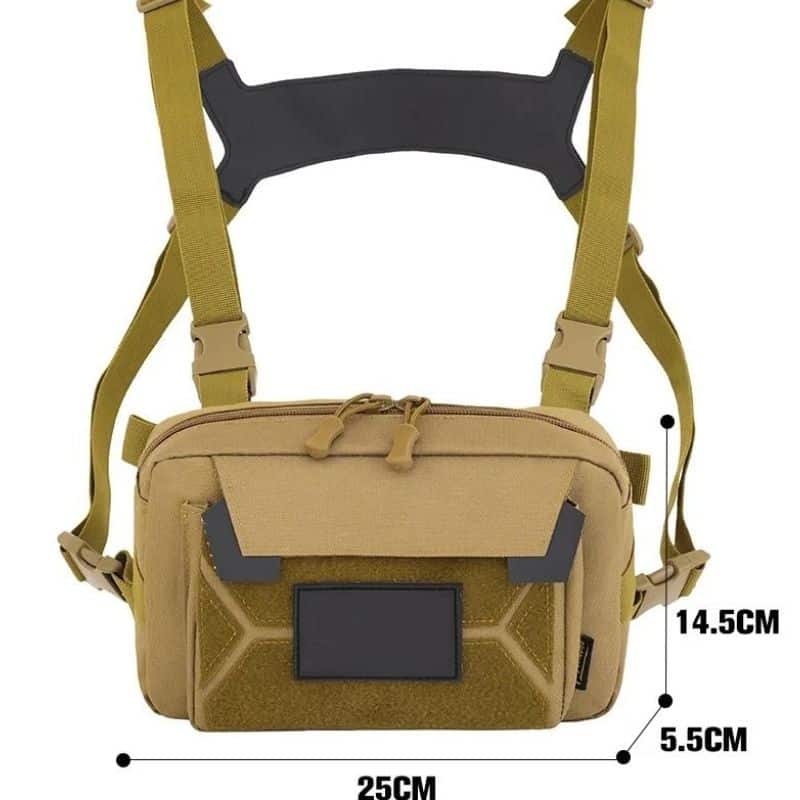 Men's small fabric fanny pack with suspender design