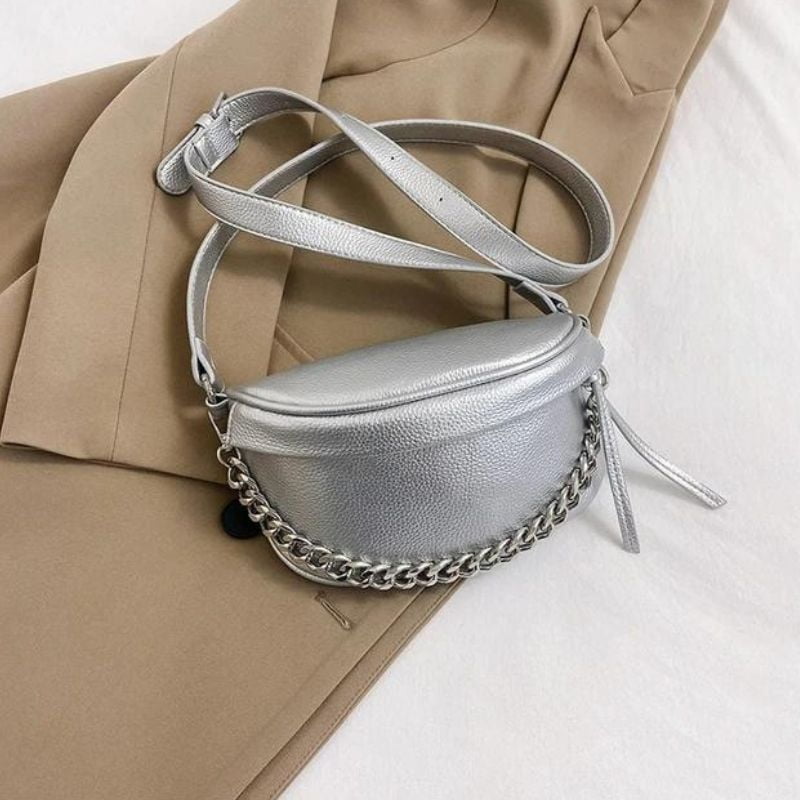 Silver women's fanny pack