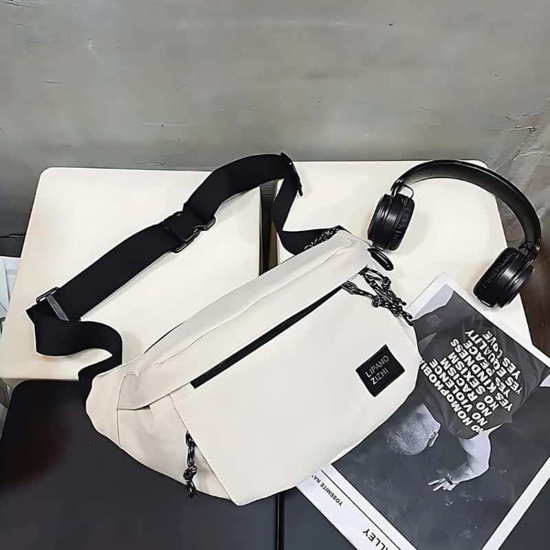 Men's white fanny pack