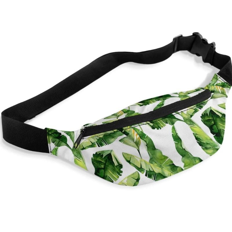 Men's white and green fanny pack
