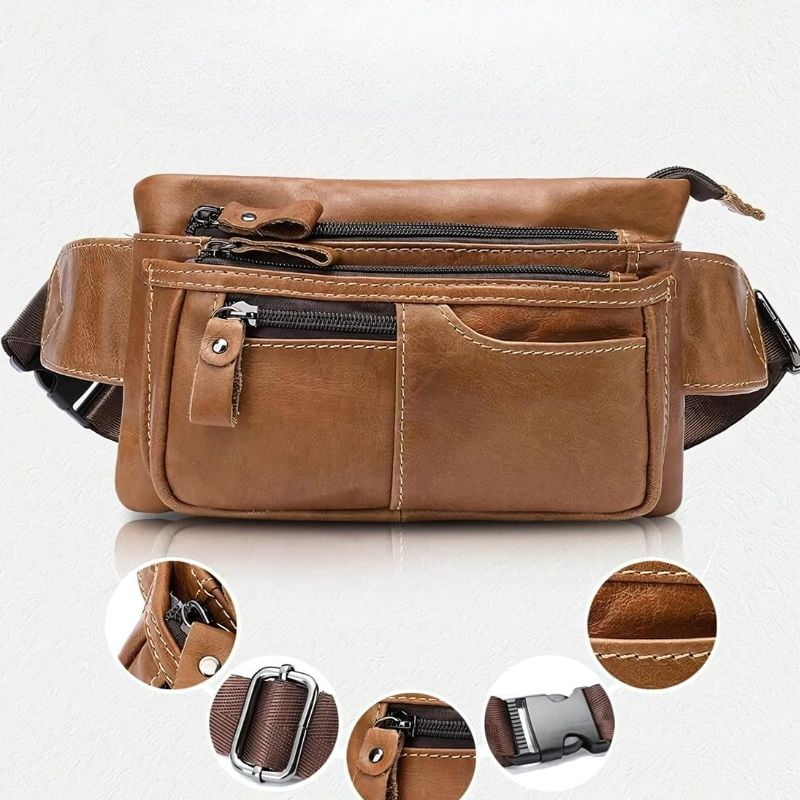 Men's belt-style leather fanny pack design