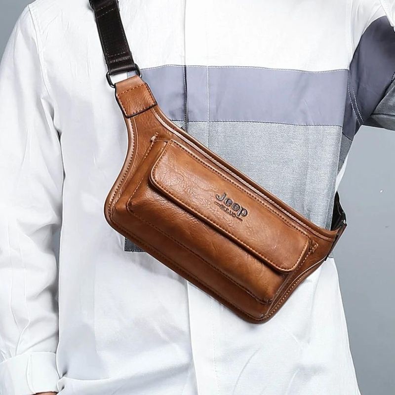 luxury aesthetic men's leather fanny pack