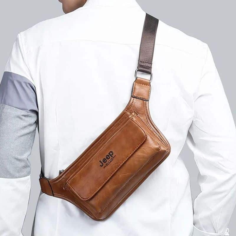 Pretty luxury leather men's fanny pack