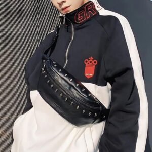 Men's leather shoulder-carry fanny pack