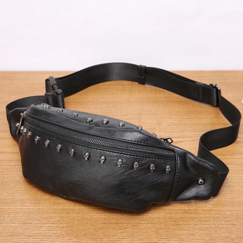 Men's leather shoulder-carry fanny pack