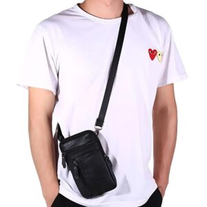 Passport-sized men's leather fanny pack