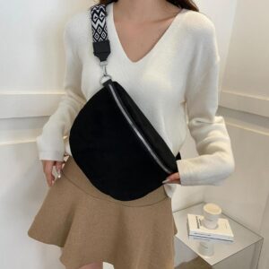 Black suede fanny pack
