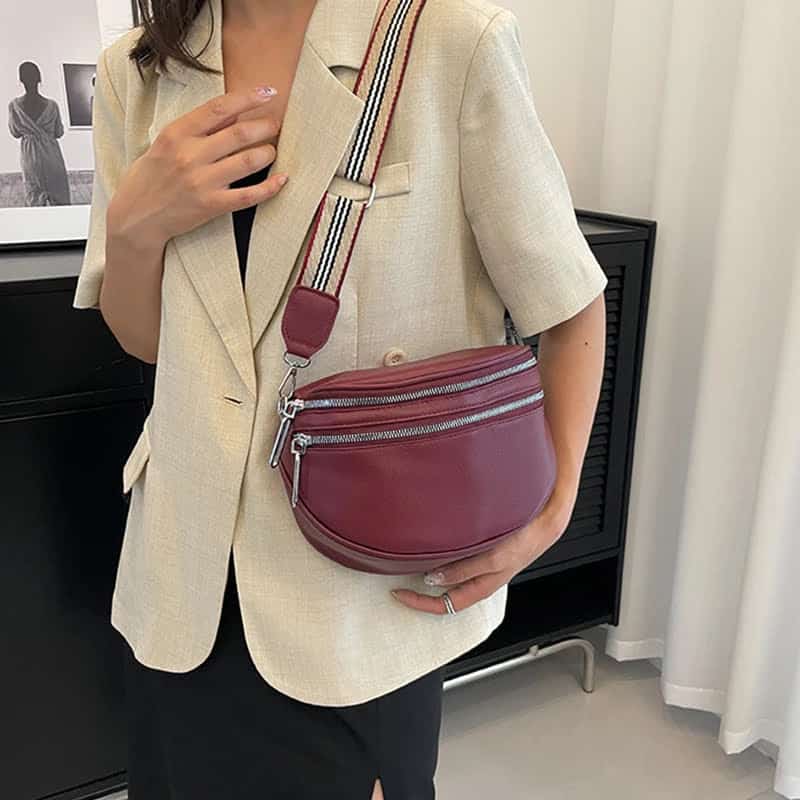 Burgundy women's shoulder fanny pack