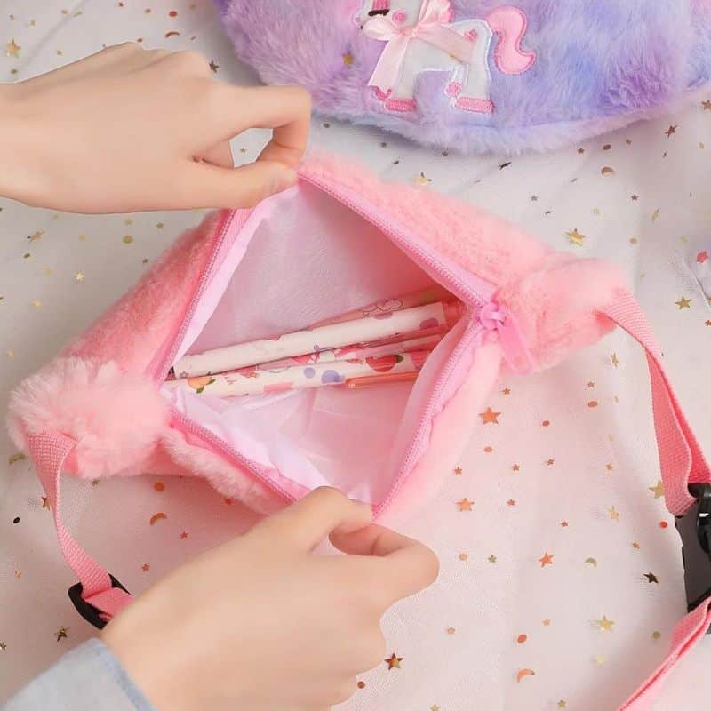 Pretty pink fur girl's fanny pack