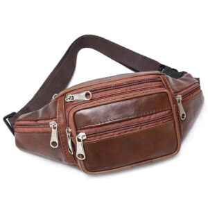 Men's brown leather fanny pack