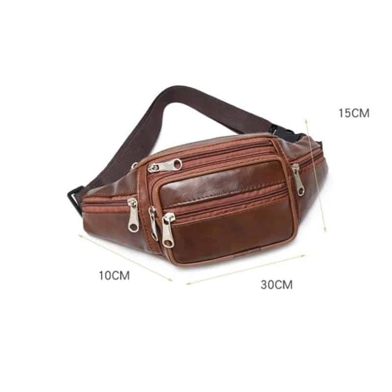 Men's brown leather fanny pack design