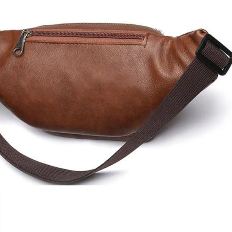 Men's brown leather fanny pack quality