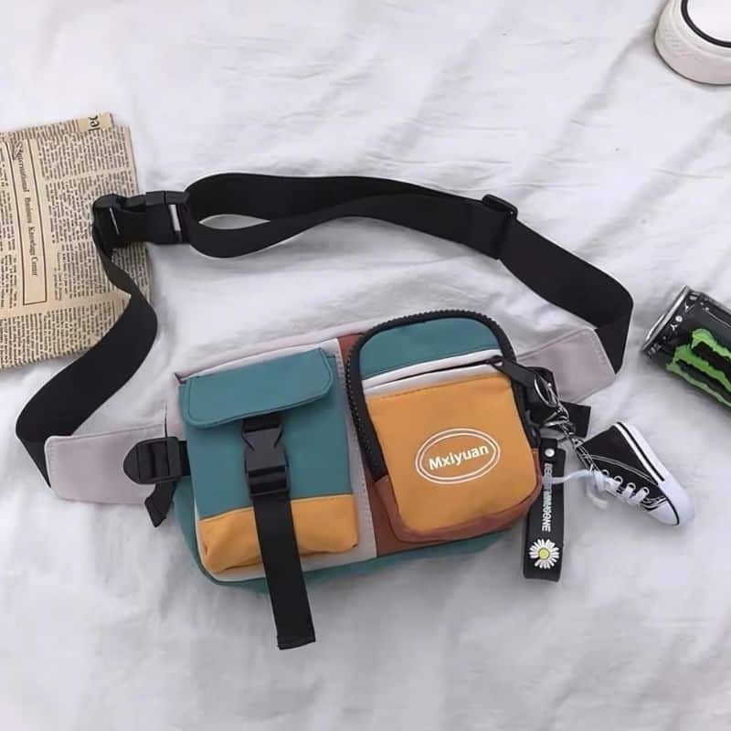 Multicolored men's fanny pack