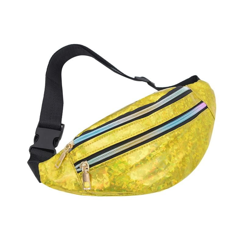 Yellow sequin fanny pack profile