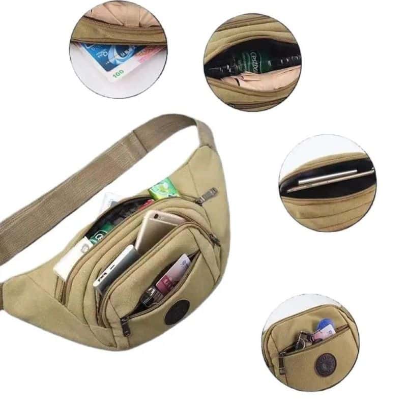 Men's khaki fanny pack design