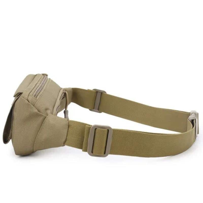 Soft khaki men's fanny pack closing like a belt quality