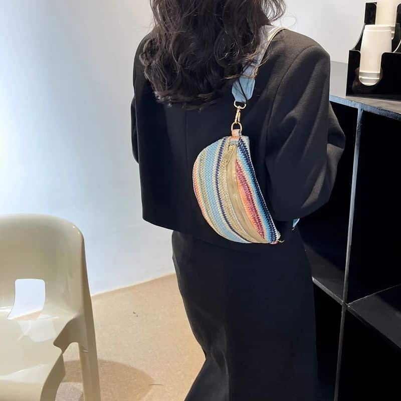 Multicolored blue fanny pack back