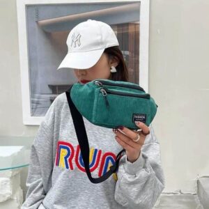 Green velvet fanny pack