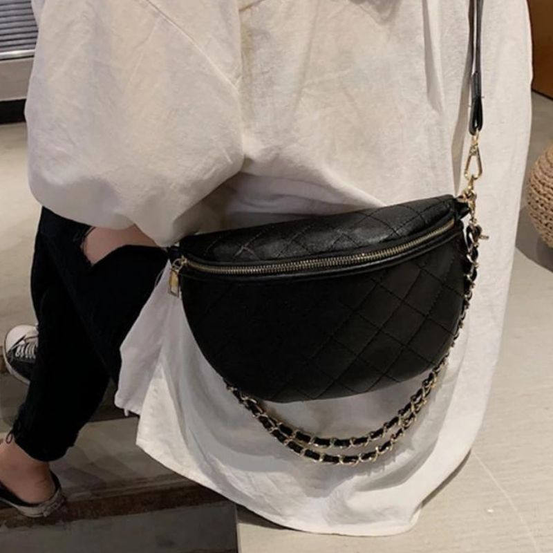 Pretty women's XXL leather fanny pack