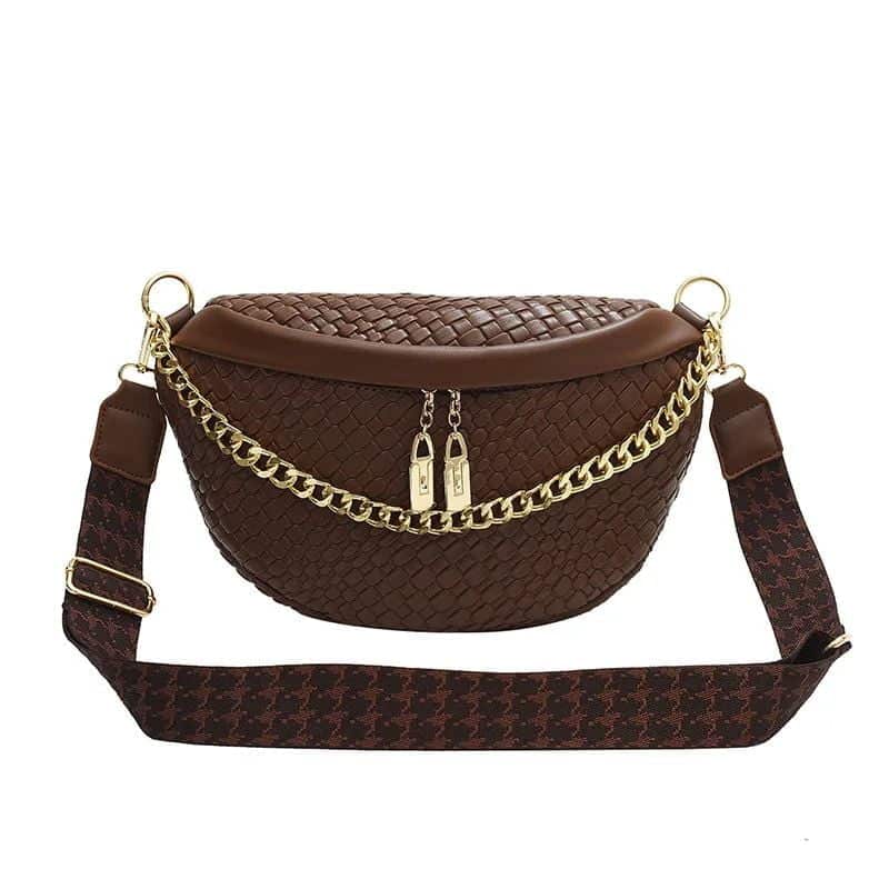 leather and braid fanny pack