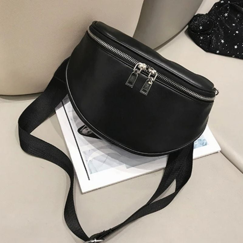 Black patent fanny pack